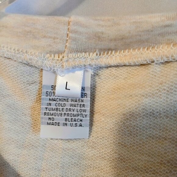 Nwt Scoop neck T-shirt Top womens L Cream Oatmeal Heathered Long sleeve terry - Picture 10 of 10